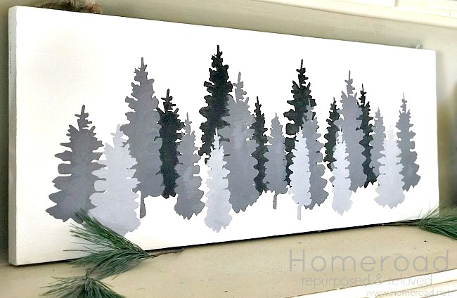 Grey christmas tree painting