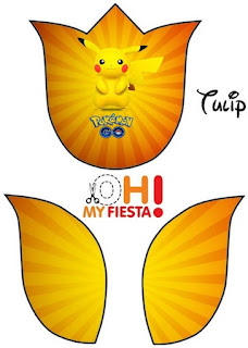 Pikachu: Invitaciones para Imprimir Gratis. Para hacer tulipanes.