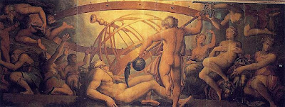 Tu Vas Savoir. Mythologie - La Mutilation d'Ouranos par Cronos de Giorgio Vasari, Palazzo Vecchio (Florence). Tu Vas Savoir. Mythologie - La Mutilation d'Ouranos par Cronos de Giorgio Vasari, Palazzo Vecchio (Florence).