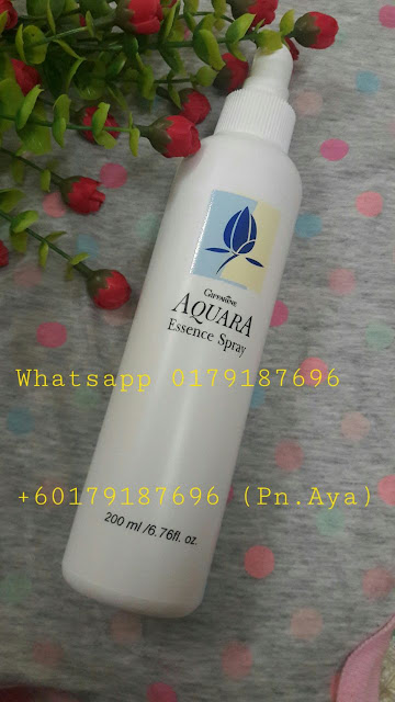 AQUARA ESSENCE SPRAY yang boleh menjadikan solekan anda tahan lebih lama (sembur sebelum atau selepas solekan). Sesiapa yang ada masalah resdung , mudah mengantuk boleh cuba produk ini. Ia juga dapat membantu melembapkan kulit yang kering, menyeimbangkan kulit dan mengurangkan kesan dedahan kulit pada pencemaran sekeliling dan sinaran UV Kelebihan-kelebihan Aquara : *Melembapkan kulit yang kering *Menyeimbangkan kulit *Mengurangkan kesan dedahan kulit pada pencemaran sekeliling dan sinaran UV *Memberikan kelembutan pada kulit wajah *Mengurangkan rasa mengantuk *Membantu memulihkan resdung *Menjadikan solekan lebih tahan lama (sembur sebelum dan selepas solekan) *Mencantikan solekan * Membantu menyeimbangkan warna kulit muka *Memberikan kelembutan dan kebersihan pada kulit serta menambahkan kelembapan agar kulit sentiasa segar dan bersih sepanjang hari Dapatkan Aquara Essance Spray Keluaran Giffarine Yang Berfungsi Sebagai Penyegar Muka Dan Ia Mampu Untuk Mengunci Solekan Anda Serta Sesuai Digunakan Pada Bila-Bila Masa. HARGA: 1 BOTOL RM18 (+ CAJ POSLAJU RM6 S/M..RM9 S/S) WHATSAPP 0179187696