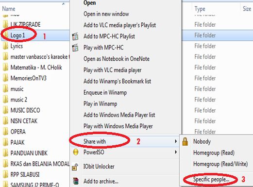 Cara share folder/file dari komputer server ke komputer client