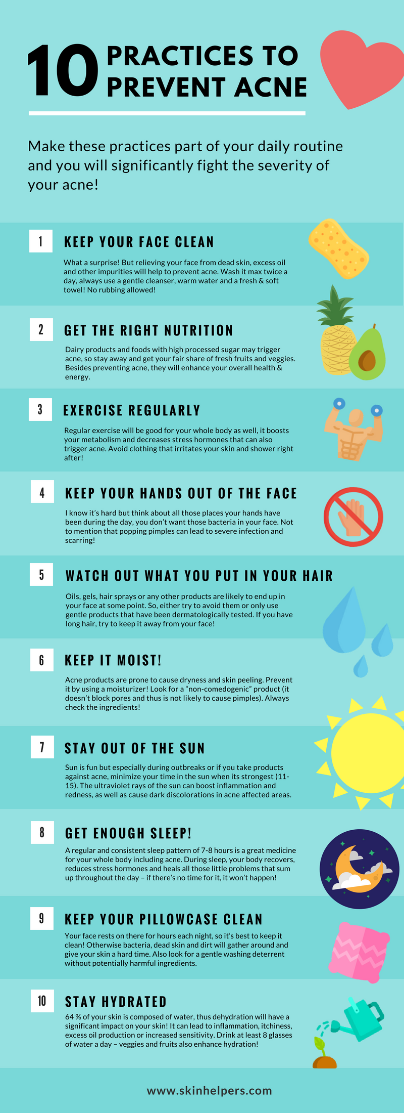 Say Goodbye to Acne: 10 Daily Practices #Infographic #Health Say Goodbye to Acne: 10 Daily Practices