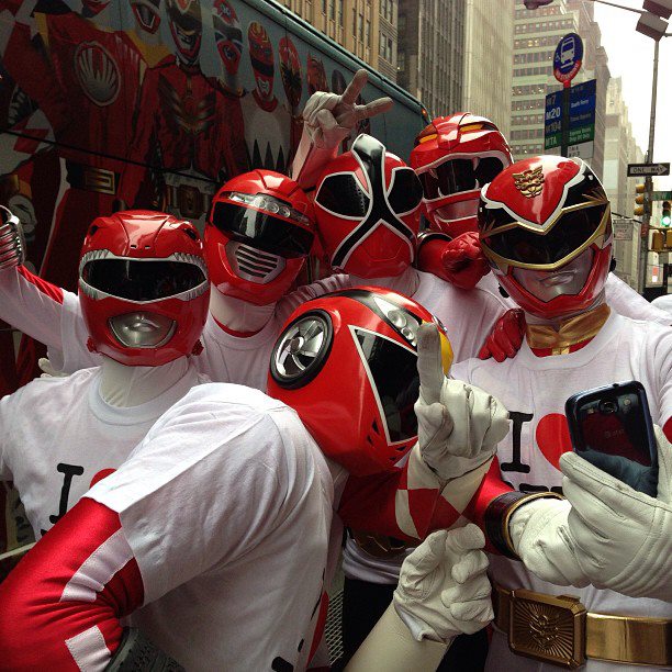 Pictures from the Twitter and Instagrams of Power Rangers and the guys in t...