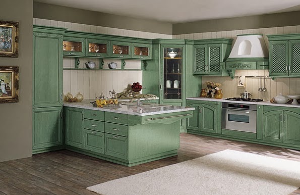 Cocinas color verde en estilo clásico - Colores en Casa