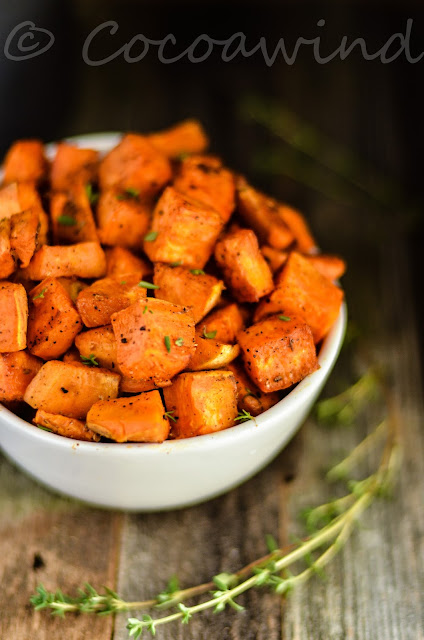 Roasted Savory Sweet Potatoes with Thyme & Spices: Lunchbox Recipes: Cocoawind