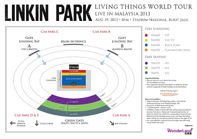 Linkin Park 'Living Things' Live In Malaysia 2013 Seating Plan