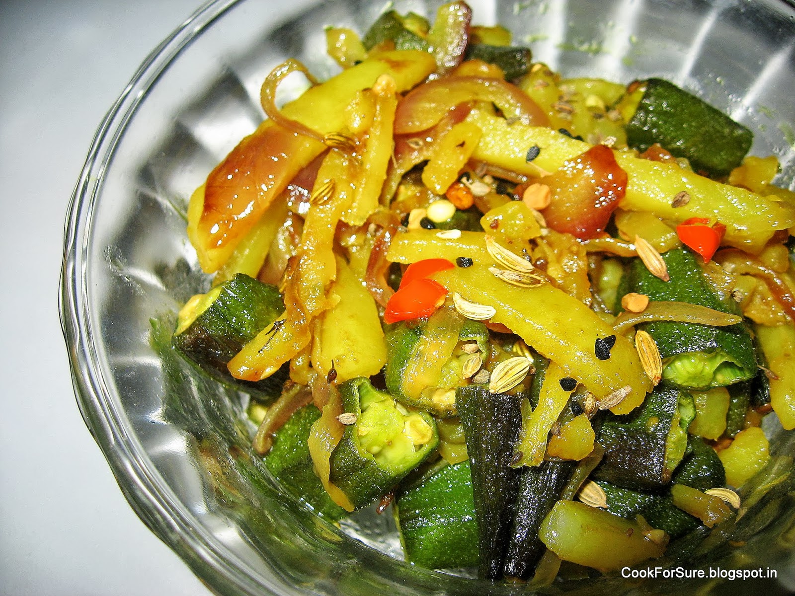 Lady's Finger with Onion and Potato