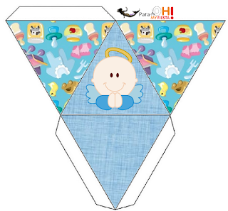 Angel Boy: Free Printable Boxes. Angel Boy Free Printable Pyramid Box.