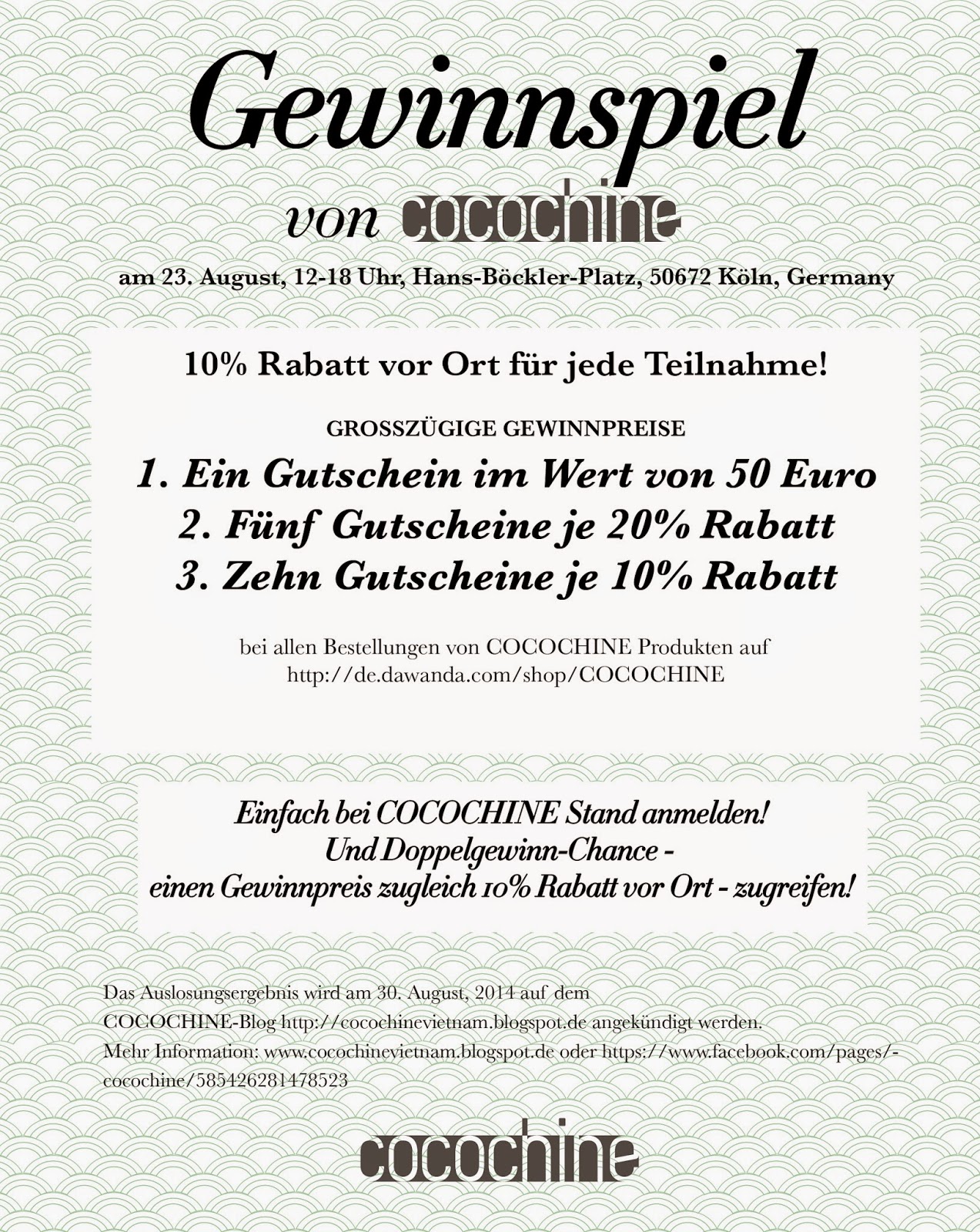 COCOCHINE: Willkommen zu unserem GEWINNSPIEL am 23. August, 2014