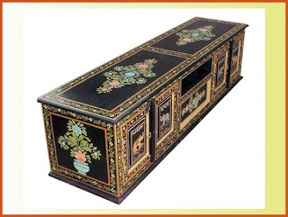 Indian Painted Furniture Wooden Hand Items Tv Hand Painted Tv Stand Unit Cabinet Large Dvd