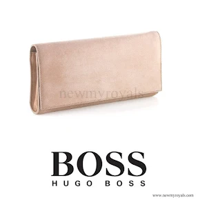 Crown princess Mary carried Hugo Boss suede clutch bag