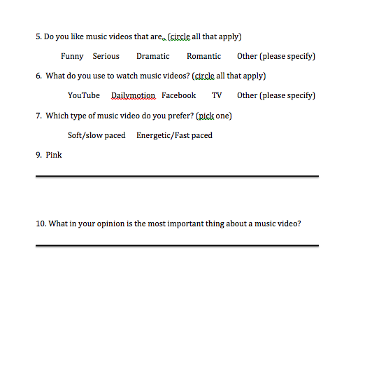 Music Video Production Questionnaire & Analysis