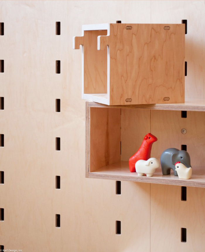 storage system for kids - kerf-wall