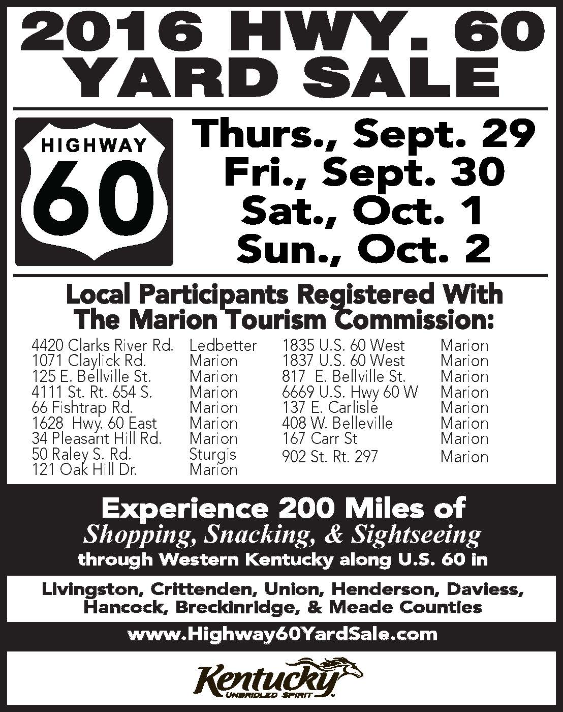 Discover Marion KY Highway 60 Yard Sale
