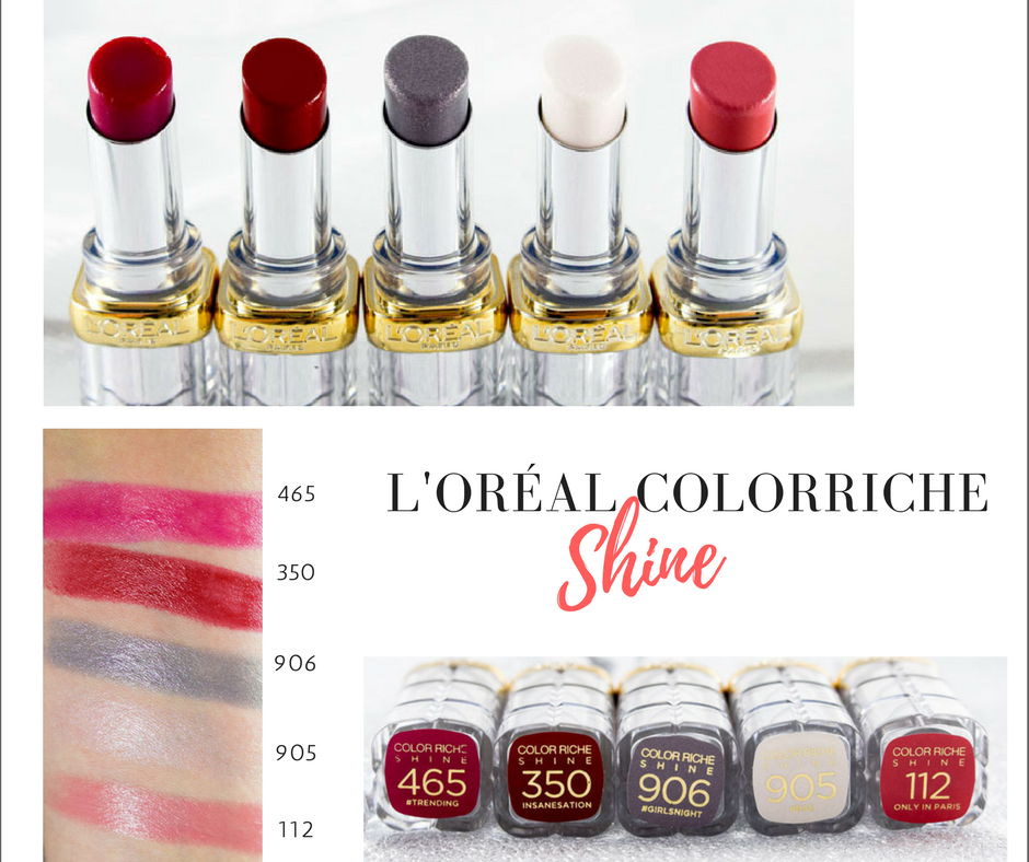 Swatches zu den neuen L‘Oréal Color Riche Shine Lippenstiften Review zu den L‘Oréal Color Riche Shine Lippenstiften