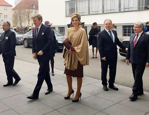 Queen Maxima wore Natan Dress coat, LK Bennett Shoes. Queen Maxima visit Germany