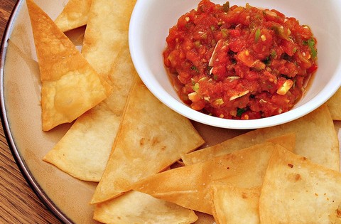 Deep Fried Corn Tortillas with Tangy Salsa