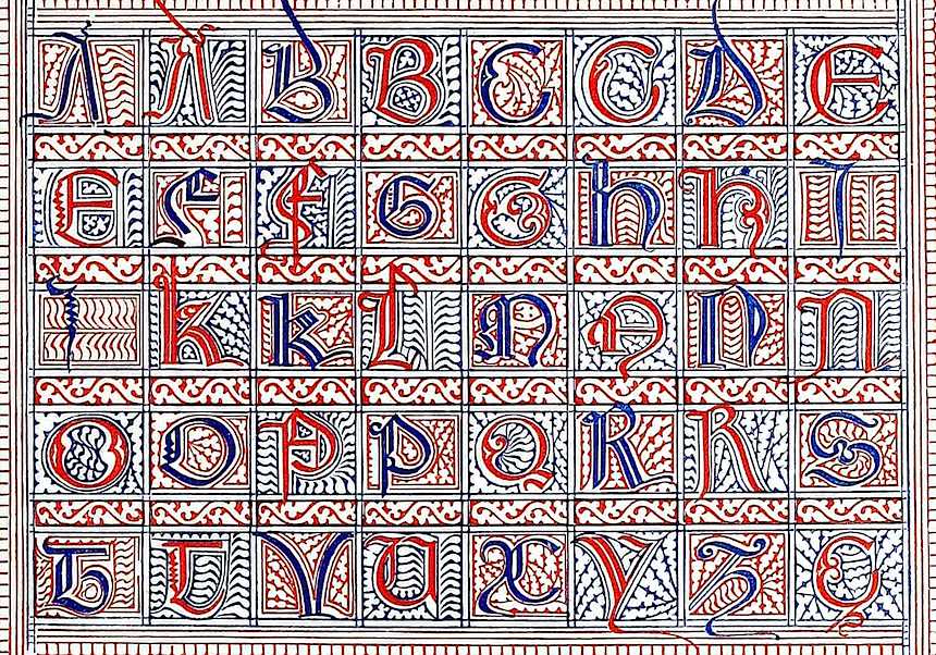1385 alphabet 1385 alphabet, red and blue