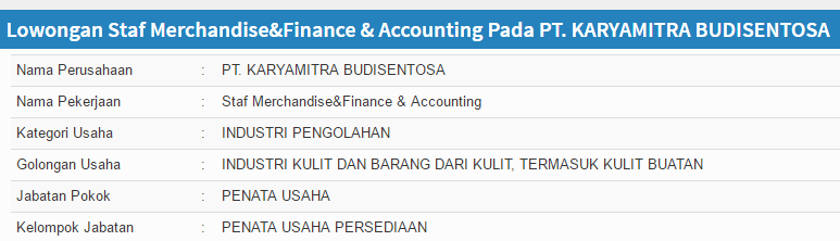 Lowongan kerja PT. KARYAMITRA BUDISENTOSA terbaru Surabaya 2019