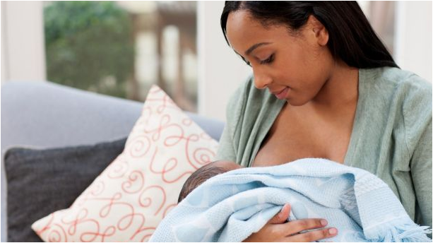 Black mother breast-feeding