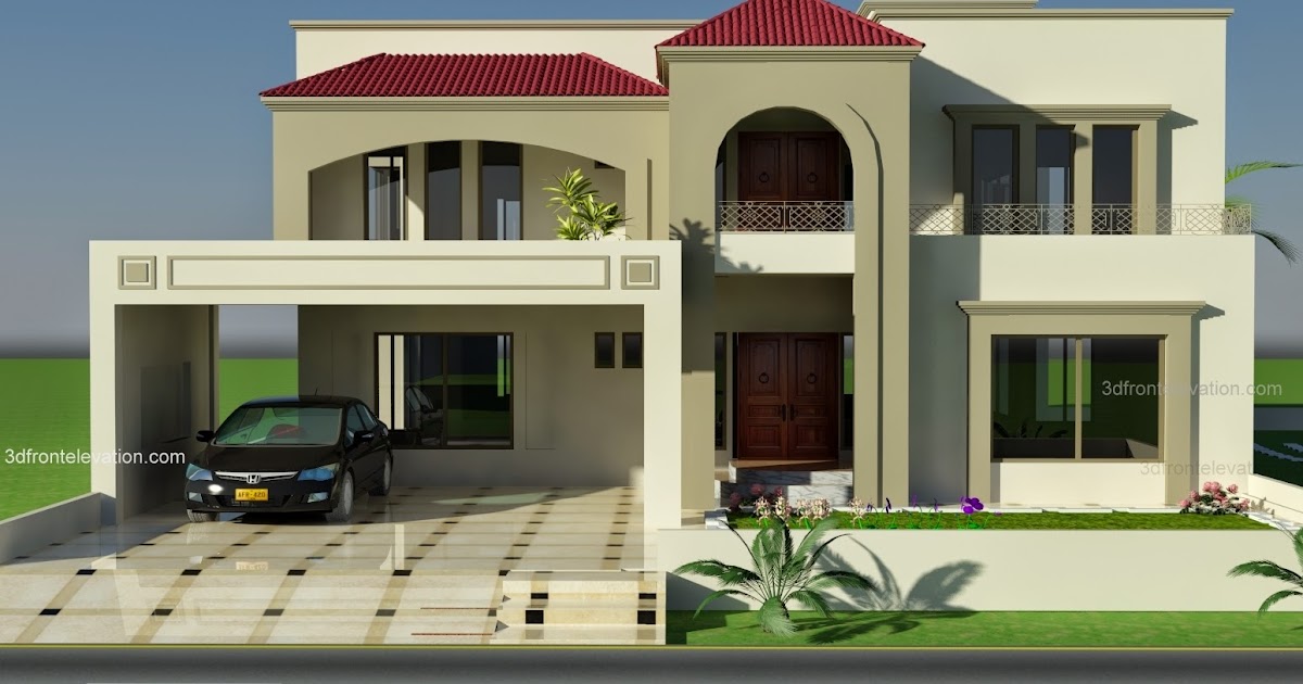 3D Front Elevation 1 Kanal Plot House Design Europen Style In Bahria Town Lahore Pakistan