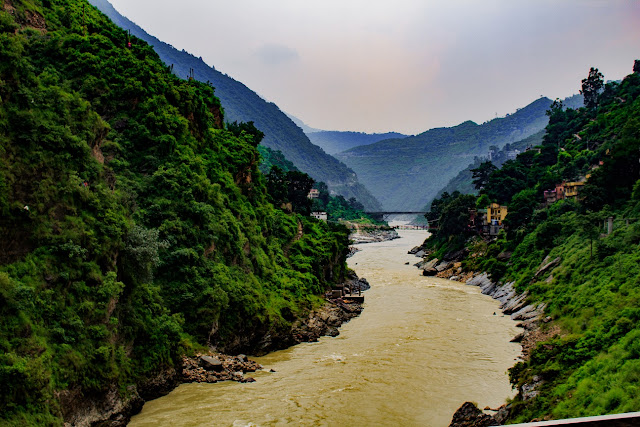River ganga flowing through valleys of Himalayas in Uttarakhand