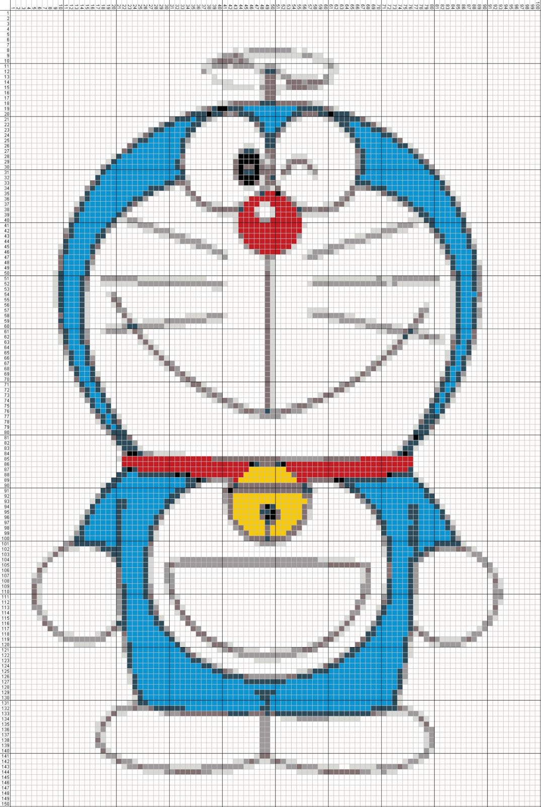 Gambarkristikcom Doraemon Free Cross Stitch Patterns Gambar