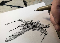 wars star drawings wing starfighter miniature fighter tie designstack