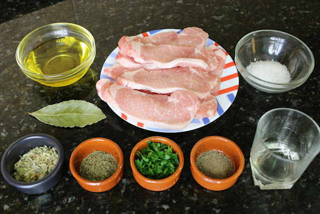 Ingredientes para lomo de cerdo a las finas hierbas