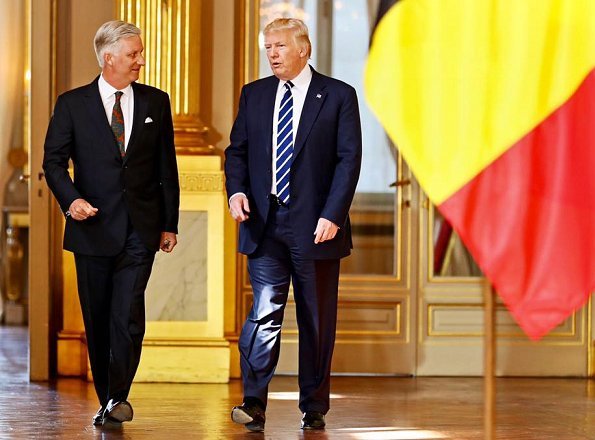 King Philippe and Queen Mathilde, President Donald Trump and First Lady Melania Trump attend a reception at the Brussels Royal Palace