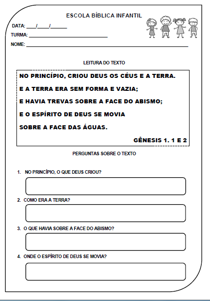 5 Perguntas Bíblicas sobre a Criação - Nivel Fácil 