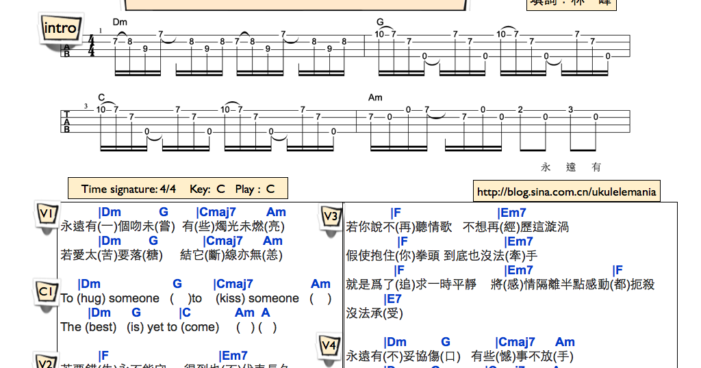 ukulelemania 78 AT 17 the best is yet to come Ukulele Chord彈唱譜