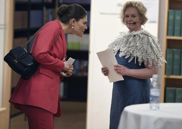 Crown Princess Victoria wore Acne Nova floral print shoes and Crown Princess Victoria carried Valentino Small chain shoulder bag