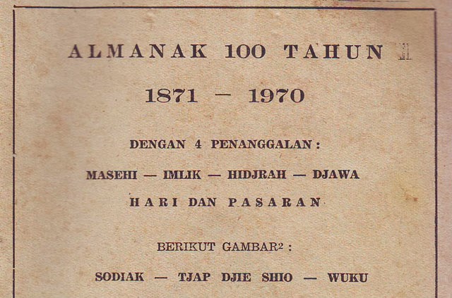 Almanak 100 Tahun 1870-1971
