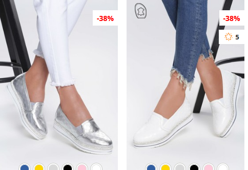 Slip-On Rhea Argintii, albi moderni ieftini Slip-On Rhea Argintii, albi moderni ieftini