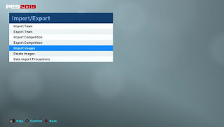 PES 2019, Import, Export, Menu 