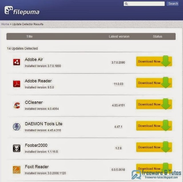 Filepuma Update Detector : un programme gratuit pour mettre les logiciels de votre ordinateur à jour
