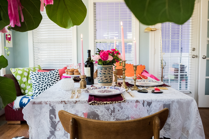 A Stylish and Romantic Valentine's Day Dinner At Home Using Mostly Thrifted Pieces- design addict mom
