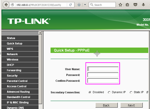 masukan username dan password PPPoE diRouter Tp-Link masukan username dan password PPPoE diRouter Tp-Link