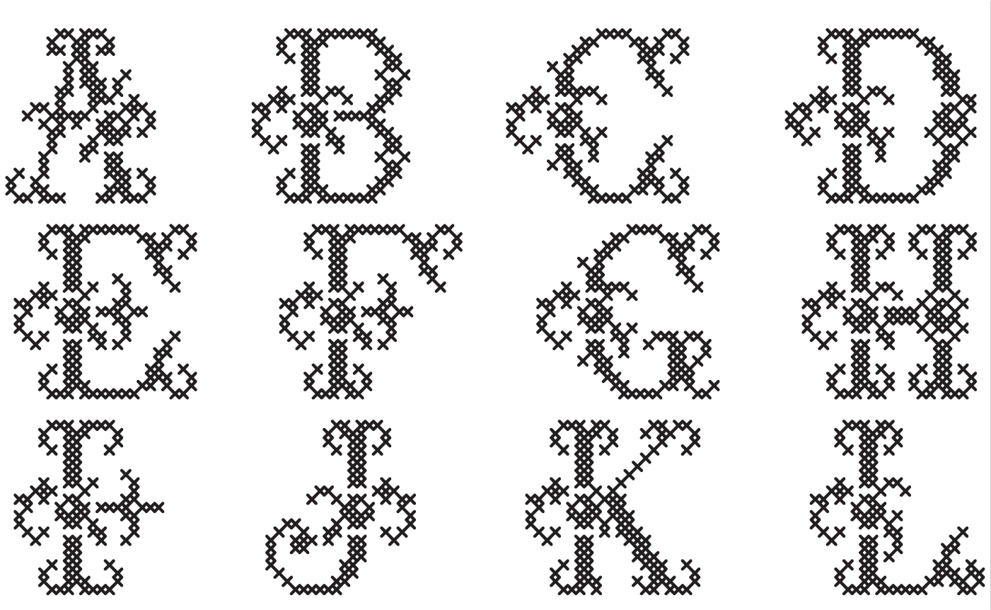 Alfabeto antigo para ponto cruz