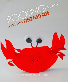 rocking paper plate crab craft- part of 10 ocean crafts and activities for kids