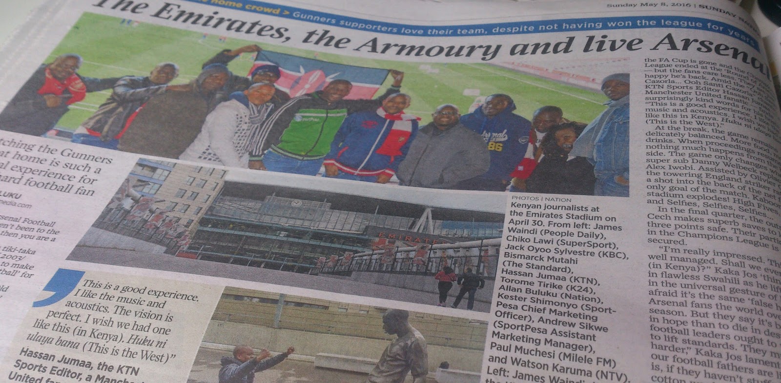 Journalism Dry Cleaner CORPORATES ONE, KENYAN SPORTS JOURNALISTS NIL