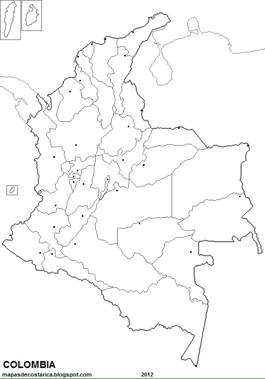 Mapa De Colombia Con Sus Departamentos Y Capitales En Blanco Y Negro