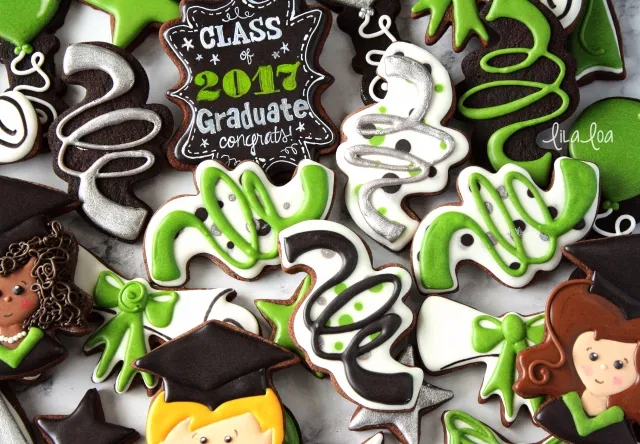 Cookie decorating -- graduation decorated sugar cookies