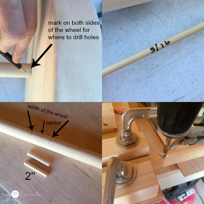 how to secure a wooden wheel with dowels