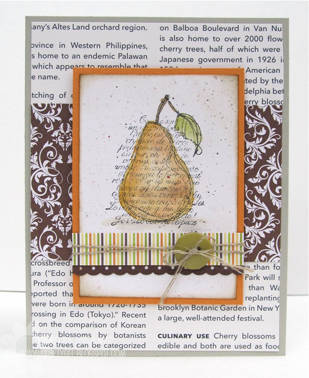 CRAFTY GIRL DESIGNS: Watercolored Pear Card
