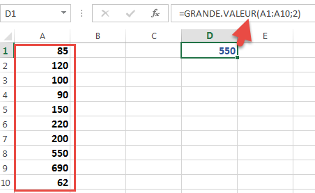 Utiliser la fonction GRANDE VALEUR Utiliser la fonction GRANDE VALEUR