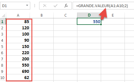 Utiliser la fonction GRANDE VALEUR