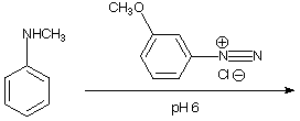 Coupling of N-methylaniline and diazotized m-anisidine