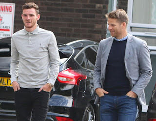Andrew Robertson (Left) spotted at Merseyside ahead of his £8m move to Liverpool